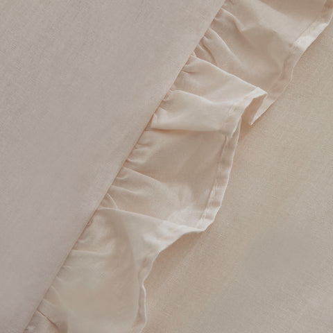Karaca Home Pure Ruffle, Ensemble de Housse de Couette 100% Coton, King Size, Écru