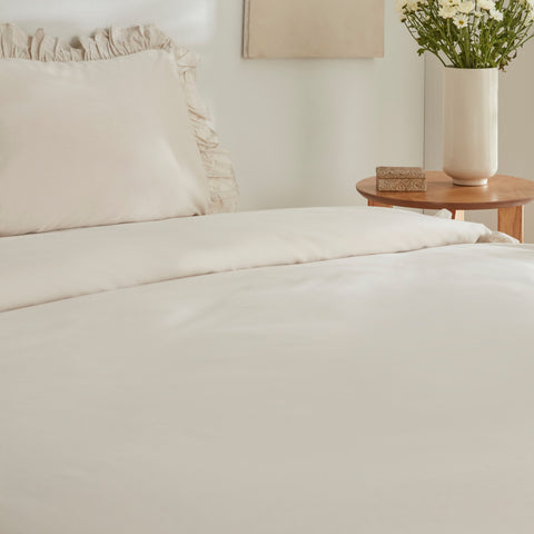 Karaca Home Pure Ruffle, Ensemble de Housse de Couette 100% Coton, King Size, Écru