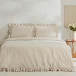 Karaca Home Pure Ruffle, Ensemble de Housse de Couette 100% Coton, King Size, Écru