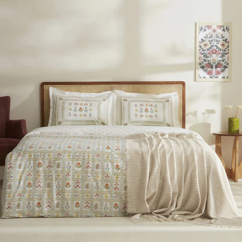 Karaca Home Arty 100% Coton Set de Couette et Couverture Double