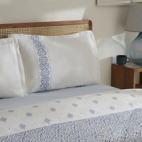 Karaca Marino Parure de lit en 100 % coton turc, 2 personnes, bleue
