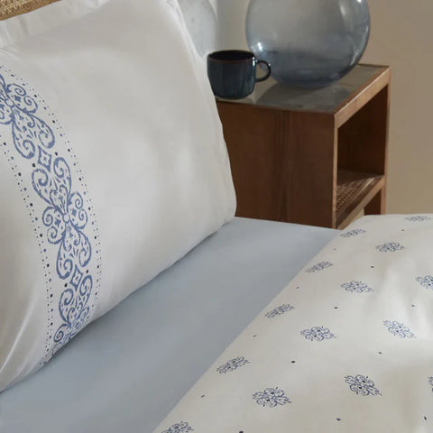 Karaca Marino Parure de lit en 100 % coton turc, 2 personnes, bleue