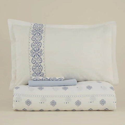Karaca Marino Parure de lit en 100 % coton turc, 2 personnes, bleue