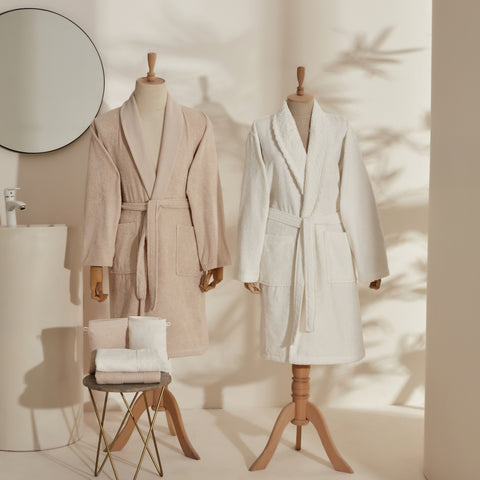 Karaca Home Foster, 100% Coton Ensemble de Bain Familial Blanc-Beige