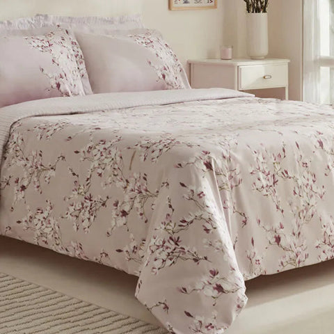 Karaca Pesla Parure de lit en satin de coton, 2 personnes, rose