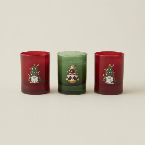 Karaca Home New Year Gnome Village 3 Pièces Set de Bougies Parfumées