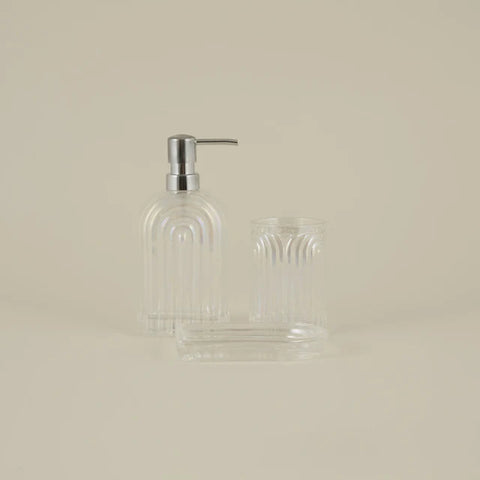 Karaca Home Lenna Set de 3 Accessoires de Salle de Bain, Couleur Naturelle