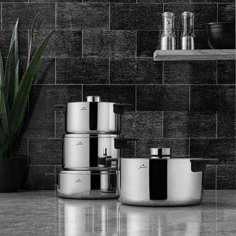 Set de casseroles en acier Jumbo Infinity 3-Ply à fond induction – 8 pièces