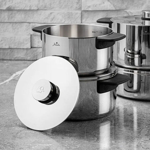 Set de casseroles en acier Jumbo Infinity 3-Ply à fond induction – 8 pièces