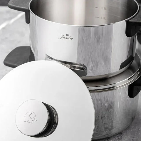 Set de casseroles en acier Jumbo Infinity 3-Ply à fond induction – 8 pièces