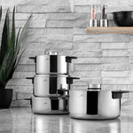 Set de casseroles en acier Jumbo Infinity 3-Ply à fond induction – 8 pièces