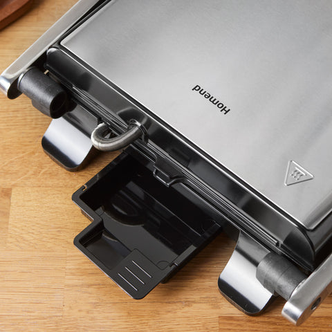 Homend Grilliant 1356H Boîtier en Inox avec Plaques en Fonte - Machine à Sandwiches et Grill