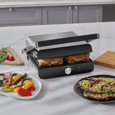 Homend Grilliant 1356H Boîtier en Inox avec Plaques en Fonte - Machine à Sandwiches et Grill