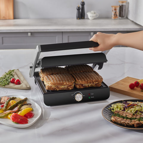 Homend Grilliant 1356H Boîtier en Inox avec Plaques en Fonte - Machine à Sandwiches et Grill