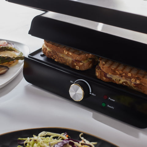 Homend Grilliant 1356H Boîtier en Inox avec Plaques en Fonte - Machine à Sandwiches et Grill