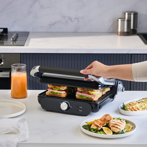 Homend Grilliant 1366H Grille-Pain et Grill avec Plaques en Fonte Amovibles et Corps en Acier Inoxydable