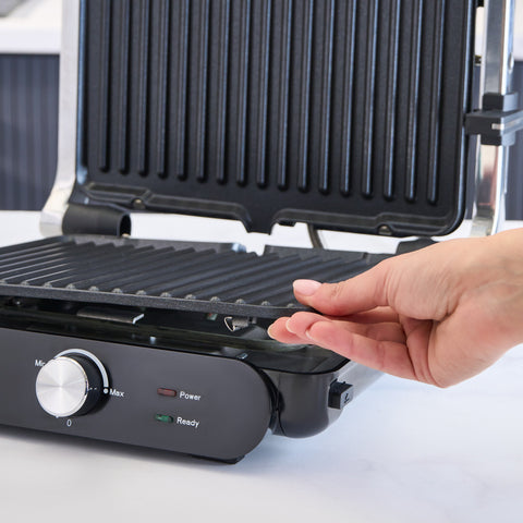 Homend Grilliant 1366H Grille-Pain et Grill avec Plaques en Fonte Amovibles et Corps en Acier Inoxydable
