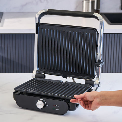 Homend Grilliant 1366H Grille-Pain et Grill avec Plaques en Fonte Amovibles et Corps en Acier Inoxydable