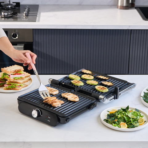 Homend Grilliant 1366H Grille-Pain et Grill avec Plaques en Fonte Amovibles et Corps en Acier Inoxydable