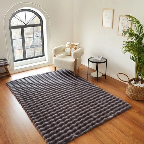 Tapis en Cachemire 7/24 Cosy Premium Bubble Anthracite 120x180 cm