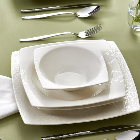 Karaca Square Bone Flava, Service de Table 24 pièces pour 6 personnes