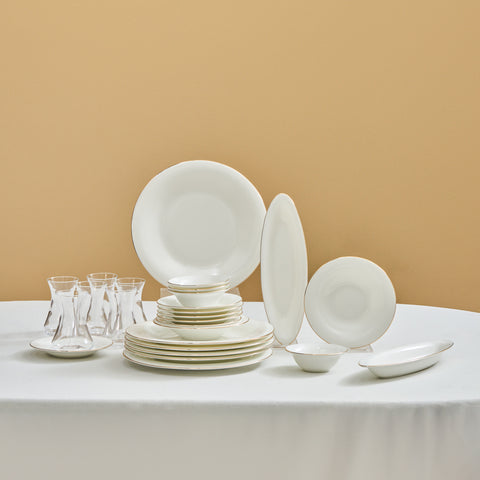 Set de Petit Déjeuner Karaca Fine Pearl New Fame pour 6 Personnes, 26 Pièces – Or