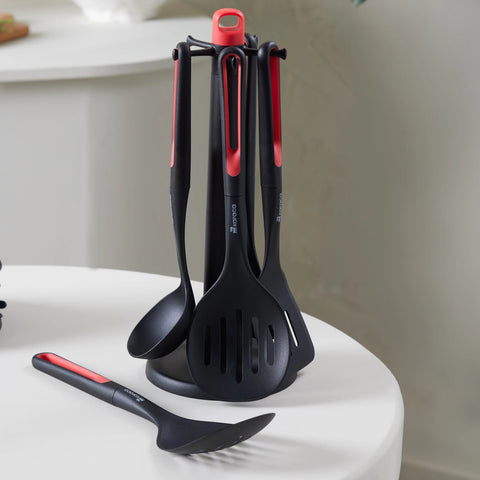 Karaca Marco Rouge Set de service 6 pièces avec support