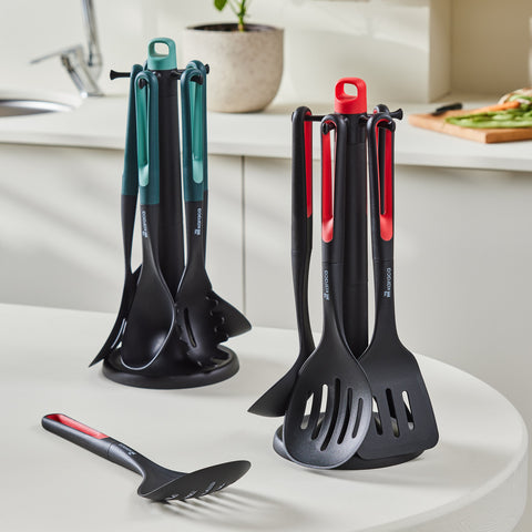 Karaca Marco Rouge Set de service 6 pièces avec support