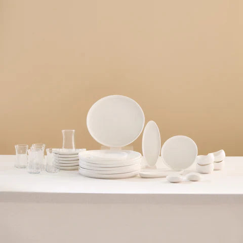 Service de présentation Karaca Bone China Olla 28 pièces pour 6 personnes, Blanc