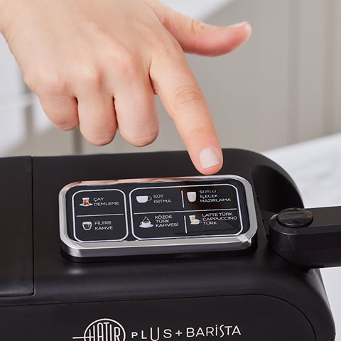 Karaca Hatır Plus Barista Steel 6 en 1 Machine à café latte cappuccino et café turc torréfié au charbon Black Chrome