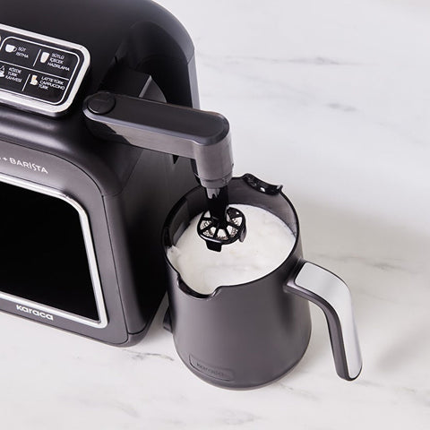 Karaca Hatır Plus Barista Steel 6 en 1 Machine à café latte cappuccino et café turc torréfié au charbon Black Chrome