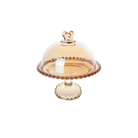 Karaca Glory Amber présentoir à gâteau avec pied, 19 cm