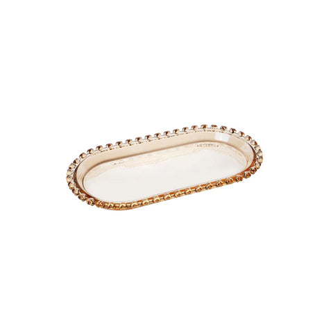 Karaca Glory Plat ovale en verre ambre, 25 cm