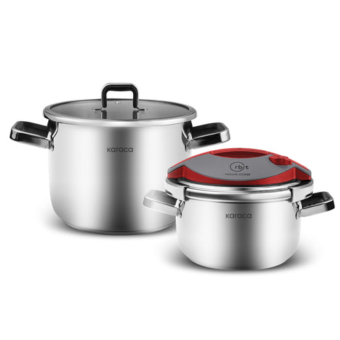 Karaca Orbit Set d'autocuiseurs 6+8 L Rouge