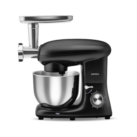 Karaca Multichef Robot Pâtissier Shiny Black 1900W 5,5 L (avec hachoir à viande, accessoires pour saucisses et köfte farcies)