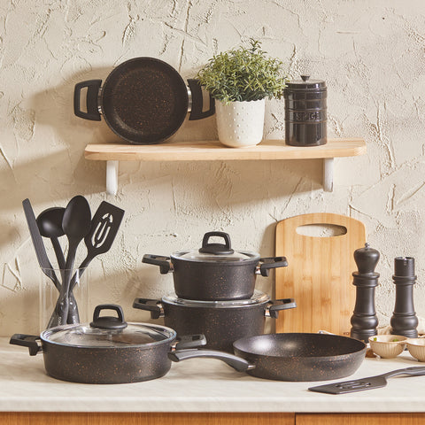 Karaca Biogranit V2 Set de cuisine 13 pièces Noir Or