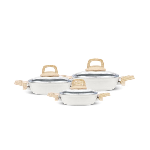 Karaca Swiss Crystal Induction 6 Pièces Batterie de Cuisine - Crème