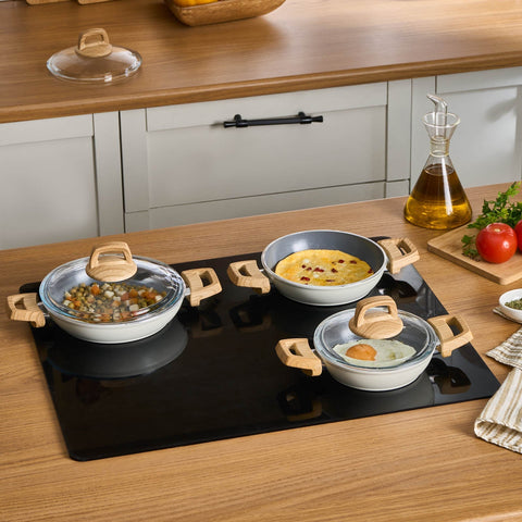 Karaca Swiss Crystal Induction 6 Pièces Batterie de Cuisine - Crème