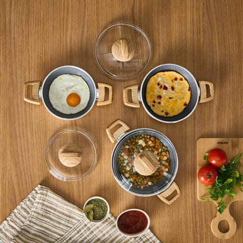 Karaca Swiss Crystal Induction 6 Pièces Batterie de Cuisine - Crème