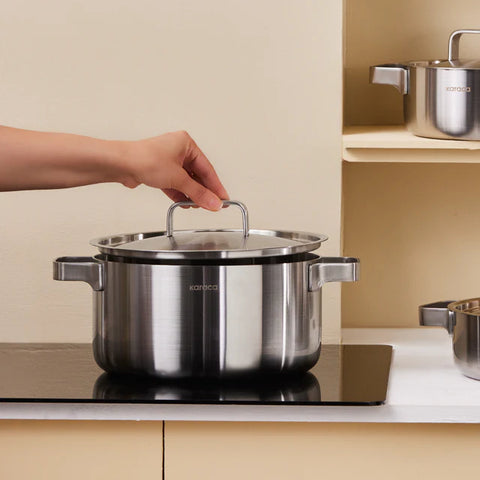 Set de casseroles en acier Karaca Powersteel 316+ 3-Ply Onyx à fond induction – 8 pièces