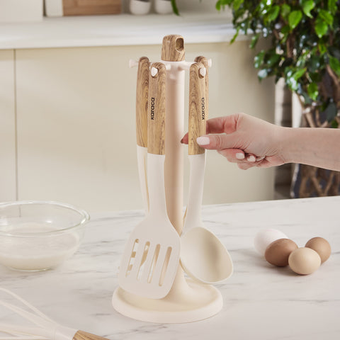Karaca Melly Ensemble de Service 6 Pièces avec Support Crème