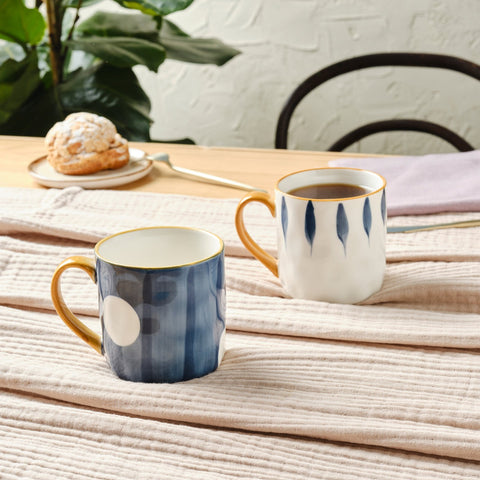 Karaca Canarie Set de tasses en céramique 2 pièces, 350 ml, Multicolore