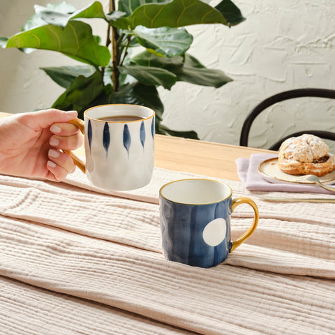 Karaca Canarie Set de tasses en céramique 2 pièces, 350 ml, Multicolore