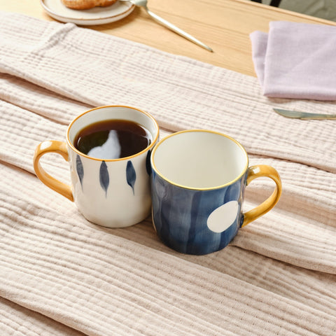 Karaca Canarie Set de tasses en céramique 2 pièces, 350 ml, Multicolore