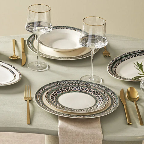 Karaca Elegance Bone Cordoba – Service de table 53 pièces pour 12 personnes, Gold