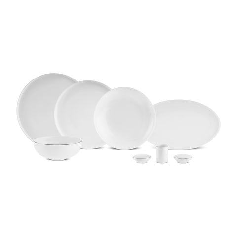 Karaca Red Carpet Collection Stream Bone Merope Service de Table 53 pièces pour 12 personnes Platine