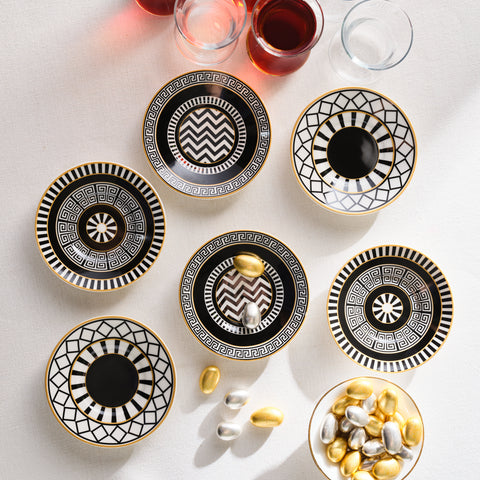Karaca Helenstik Ensemble de 12 verres à thé, Noir Or