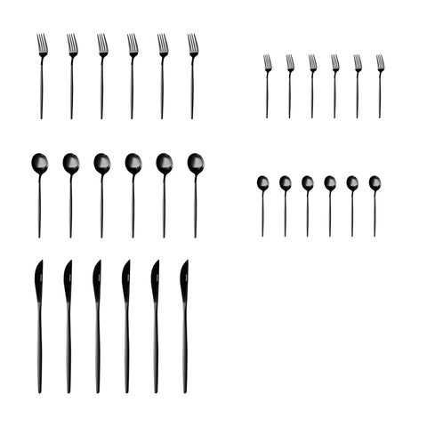 Karaca Orion Shiny Black de 30 Pièces Pour 6 Personnes