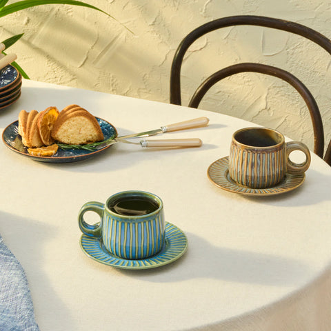 Tasse à Thé Karaca Arthur Vert & Bleu, 260 ml