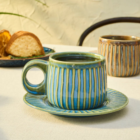 Tasse à Thé Karaca Arthur Vert & Bleu, 260 ml